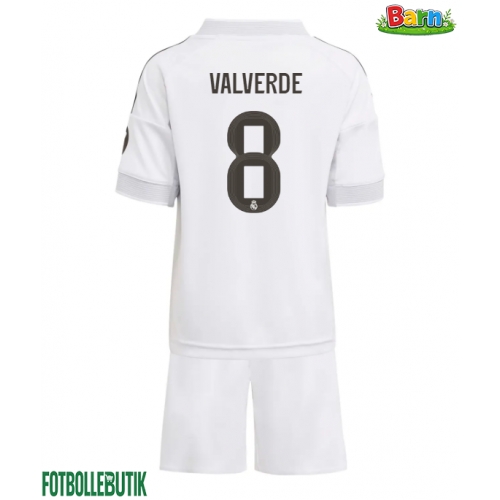 Real Madrid Federico Valverde #8 Hemmaställ Barn 2025-26 Kortärmad (+ Korta byxor)